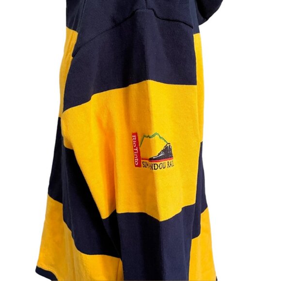 Barbarian Yellow / Blue Striped Hooded Rugby Jersey - XS, unisex fits oversized! - Picture 5 of 13
